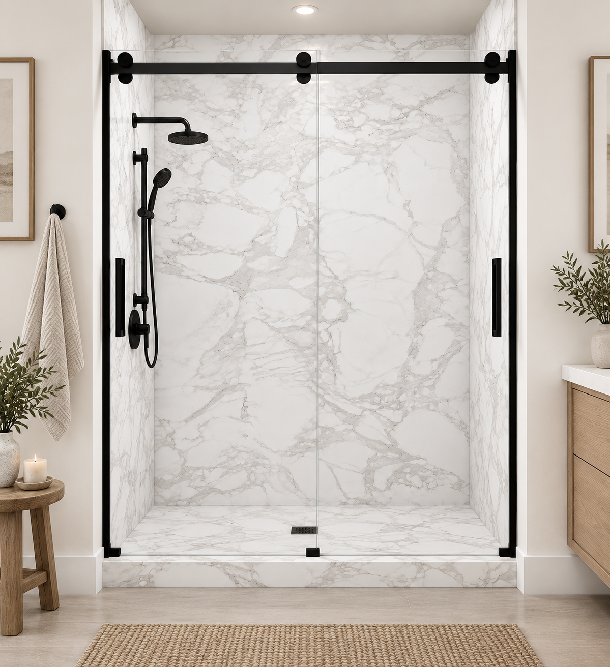 Calcutta White shower rendering