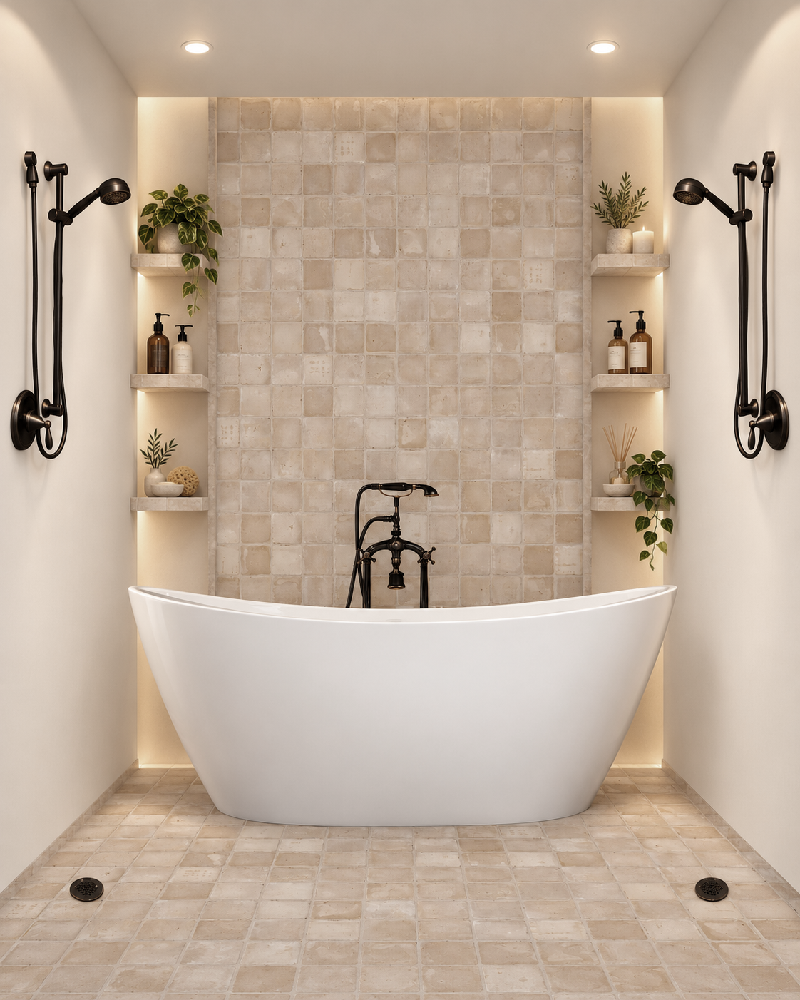 Sand 4x4 Terracotta accent wall and floor rendering