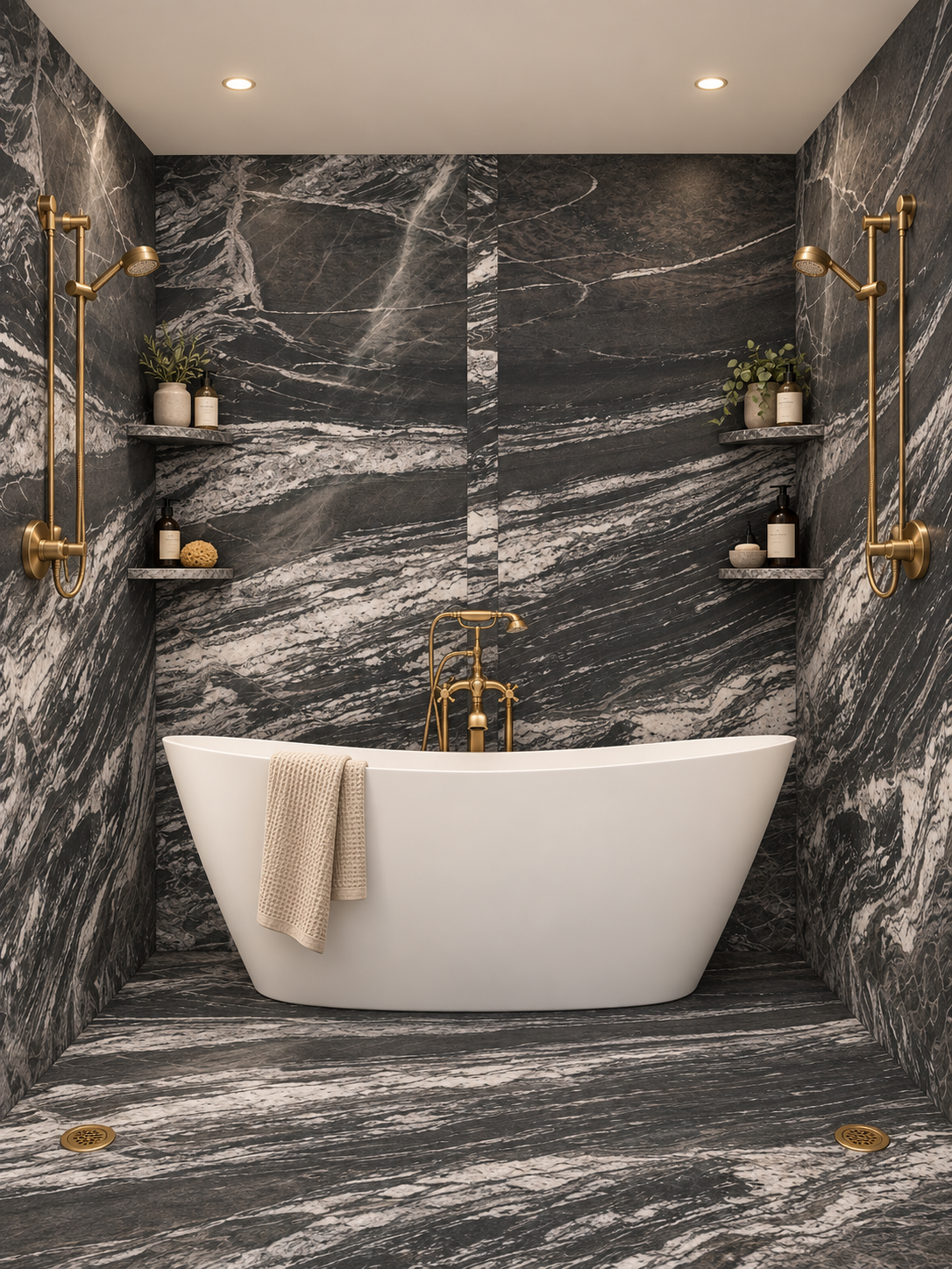 Galaxy tub and shower wet room rendering