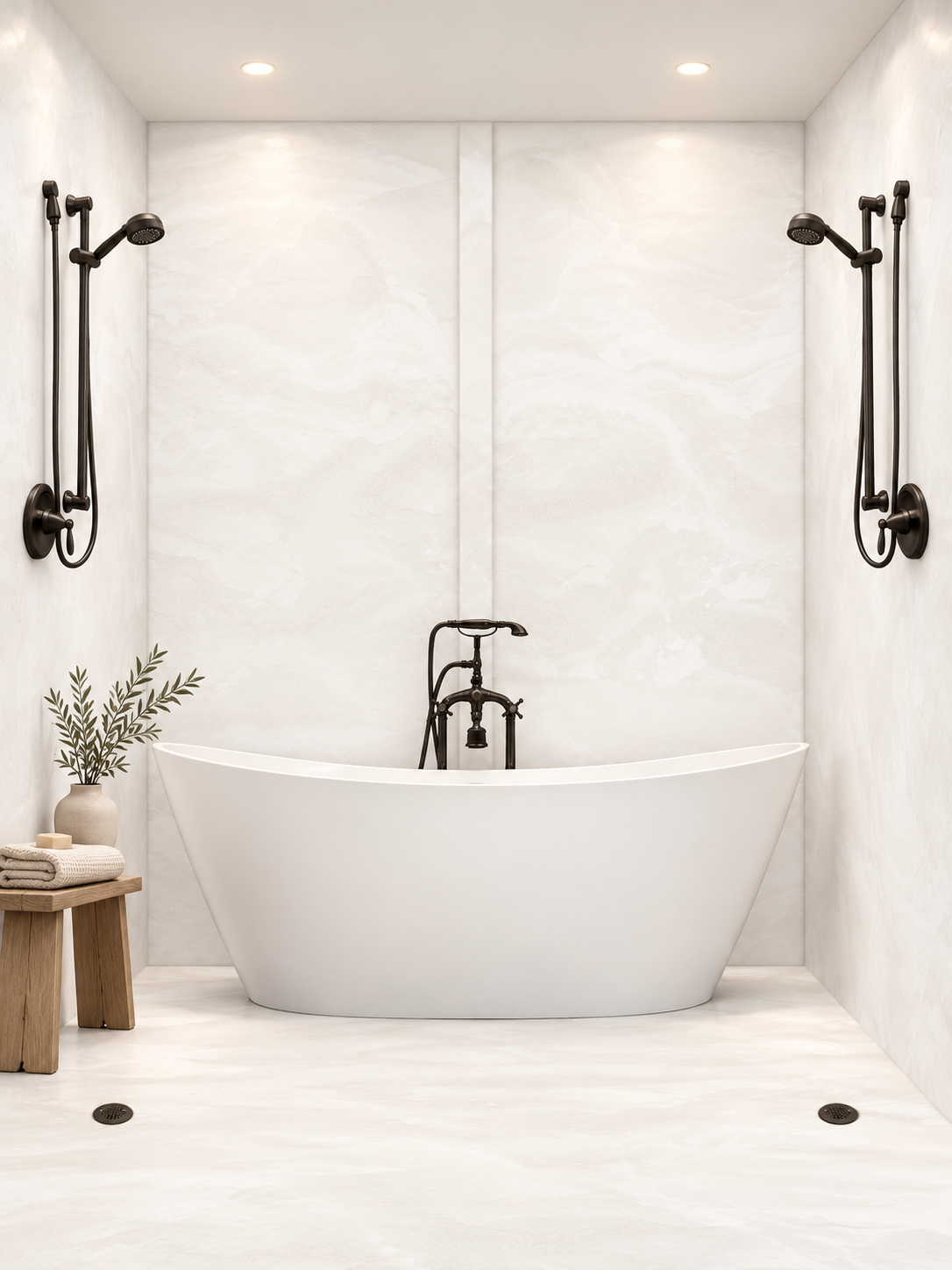 Blanco shower and tub wet room rendering