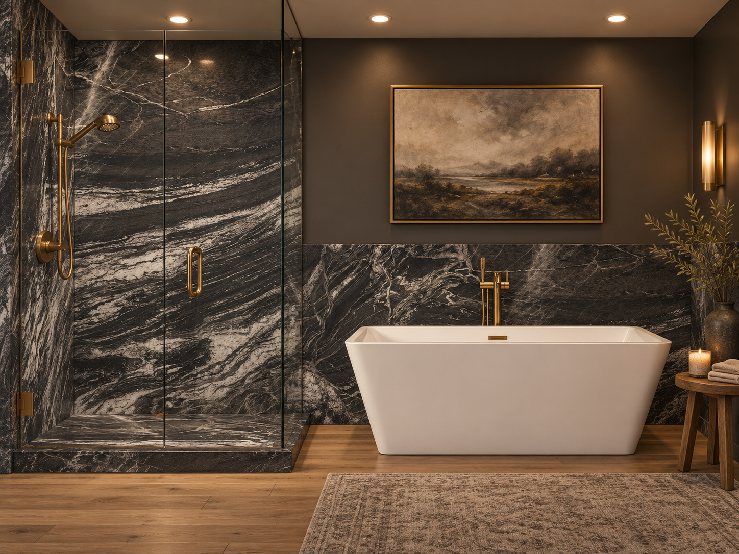 Galaxy 2 wall Shower Surround with Wainscoting renering