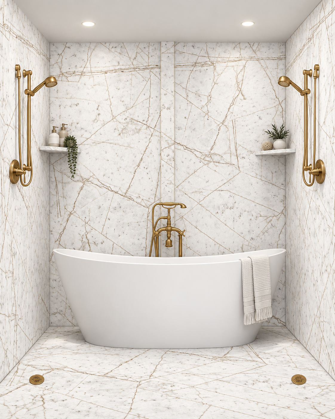 White Crystal tub and shower wet room rendering