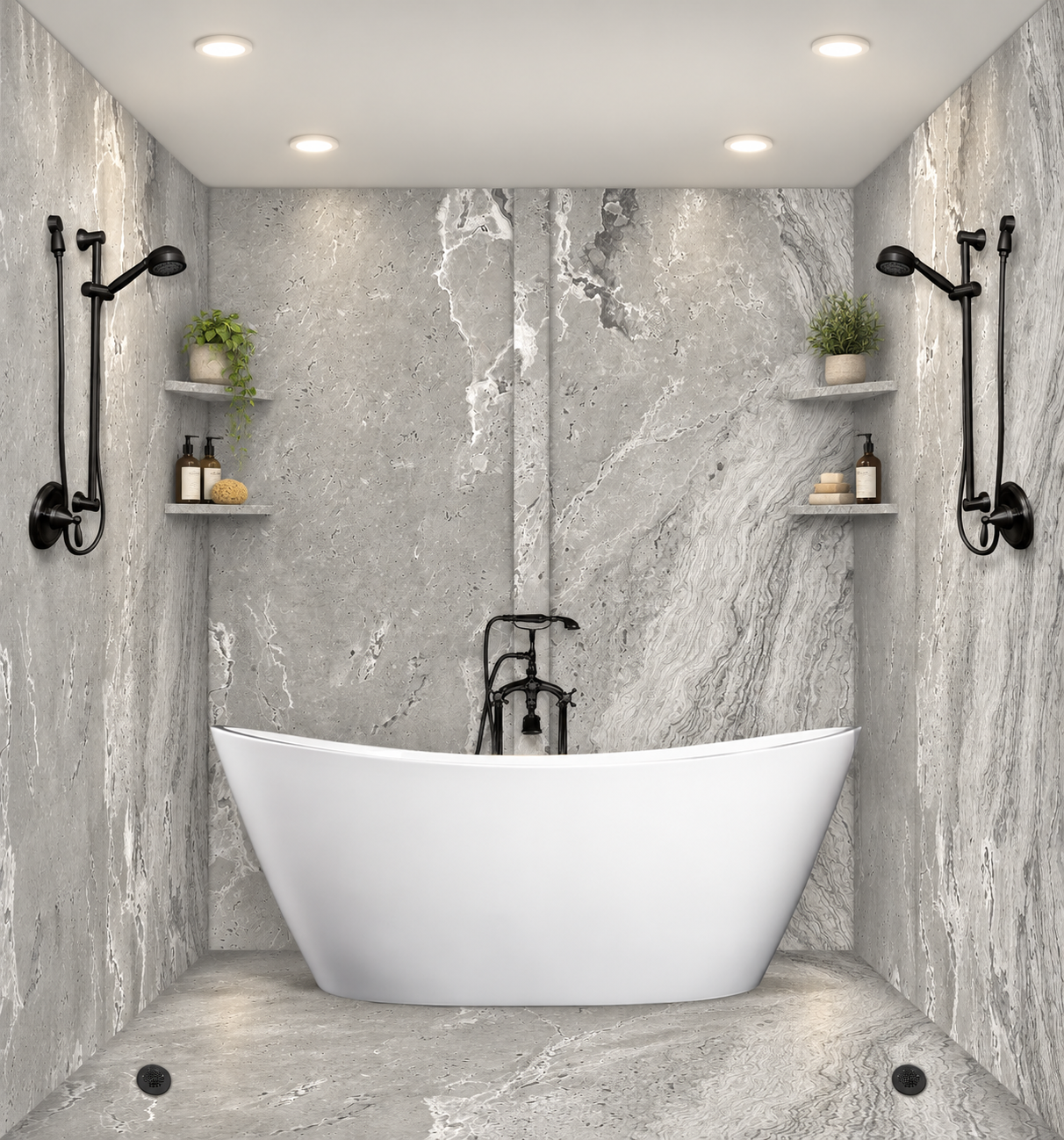 Stonecastle tub and shower wet room rendering