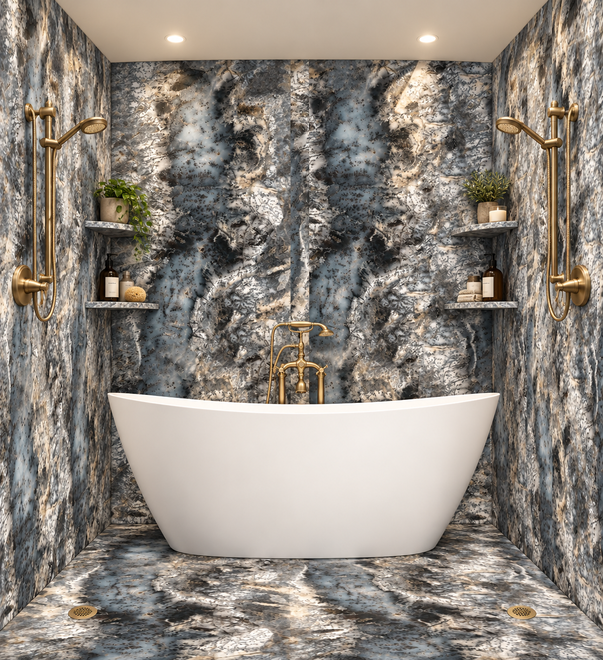 Nordic tub and shower wet room rendering