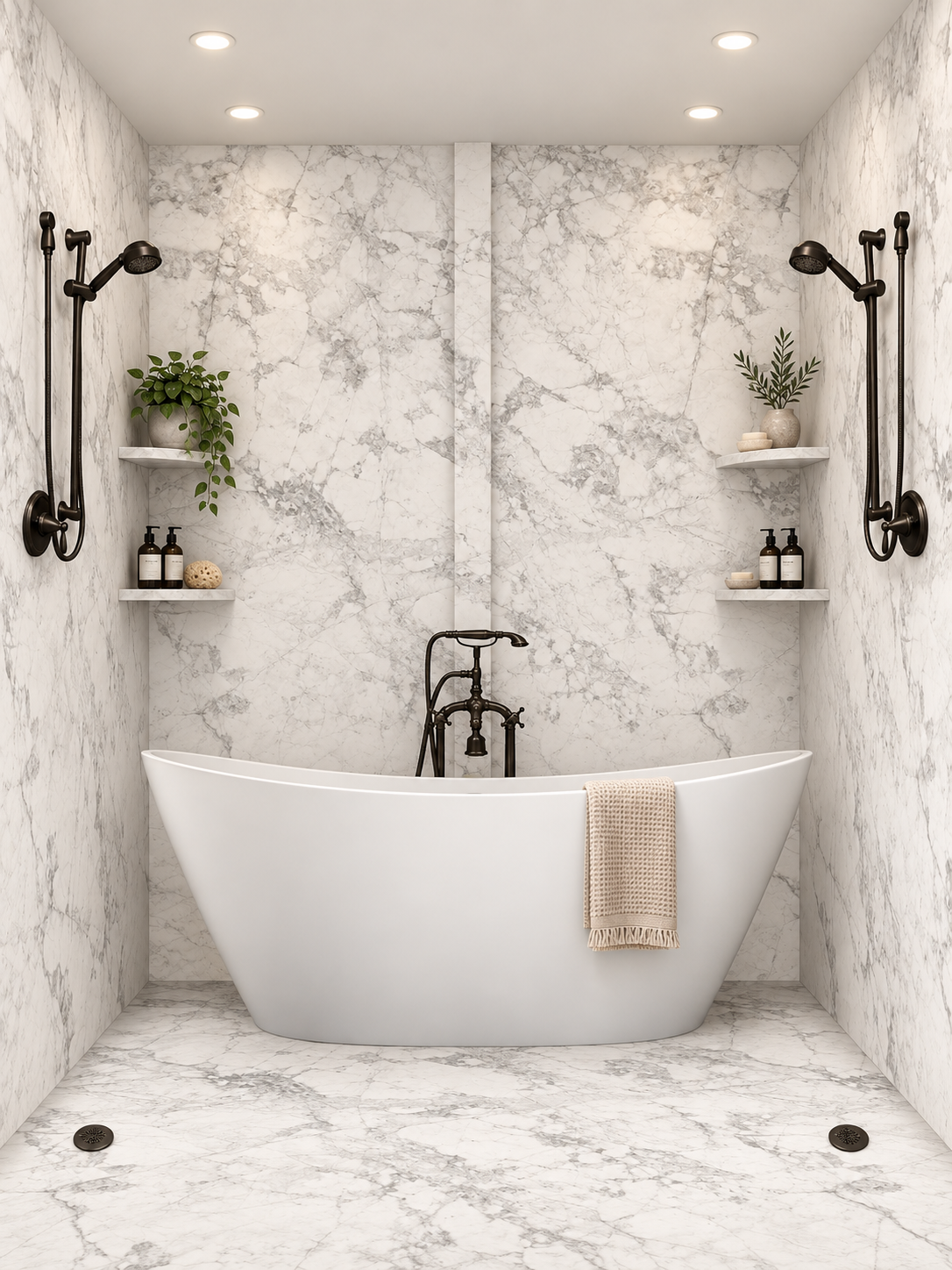 Glacier tub and shower wet room rendering