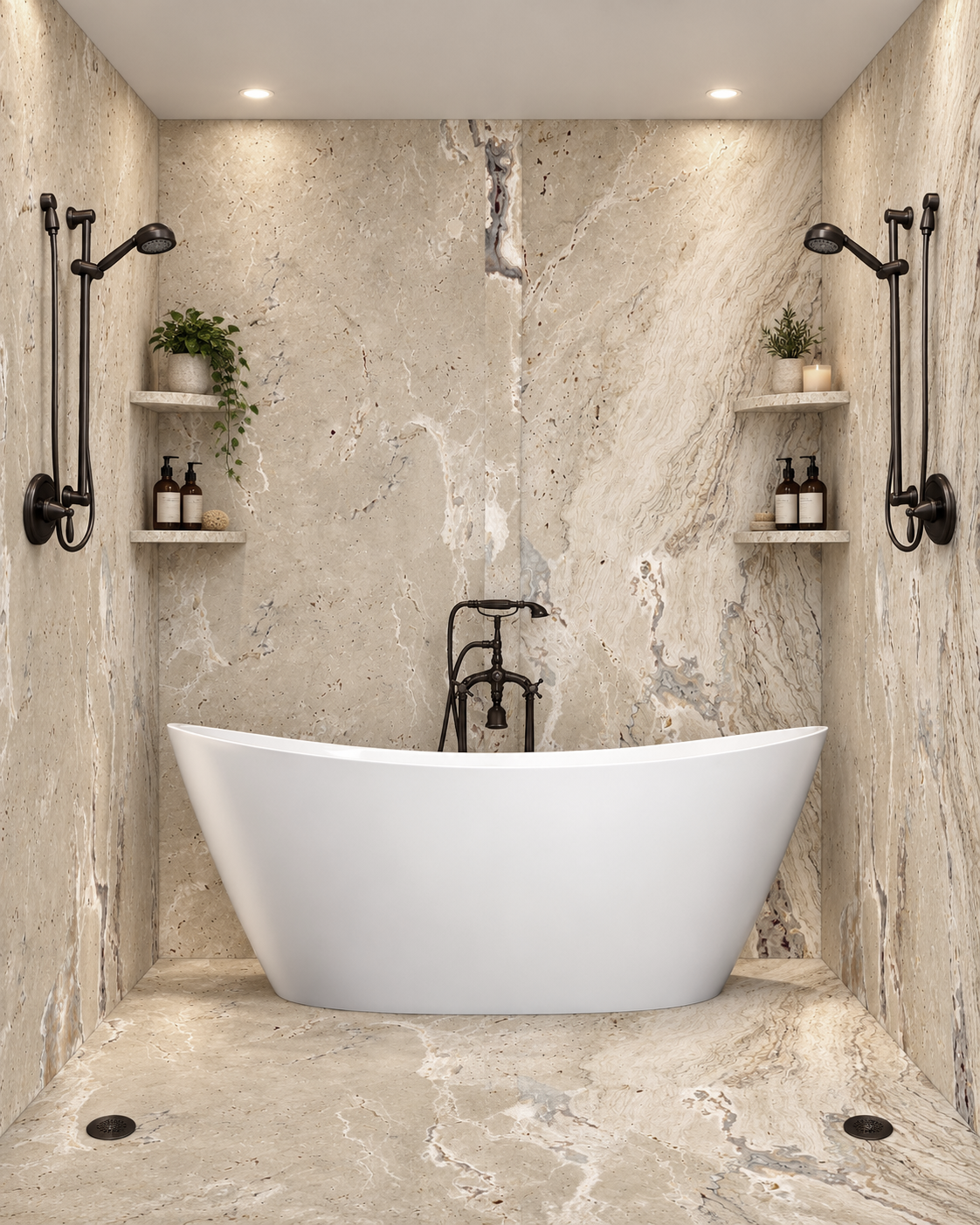 Sandcastle tub and shower wet room rendering