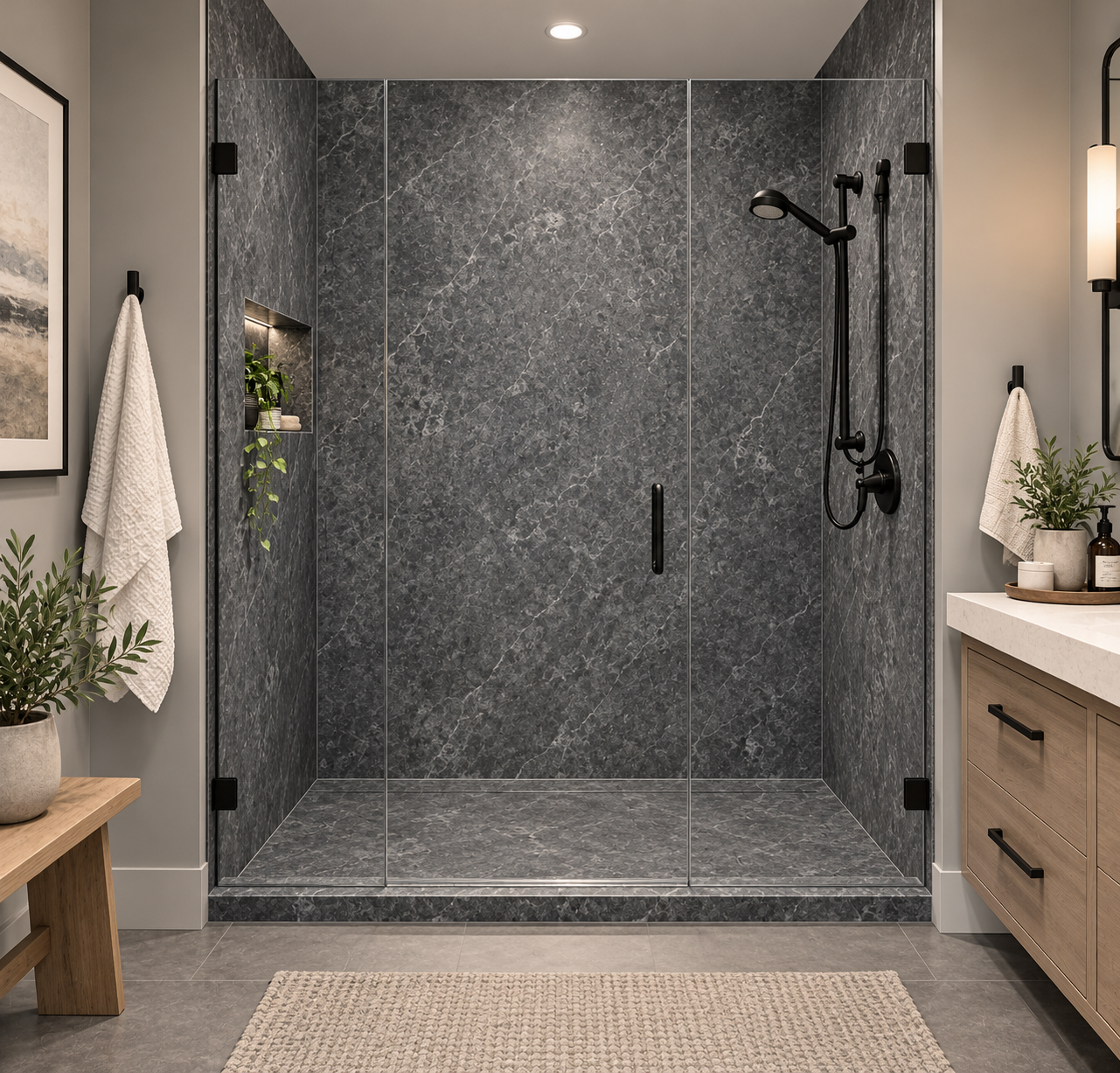 Milano Nero shower surround rendering