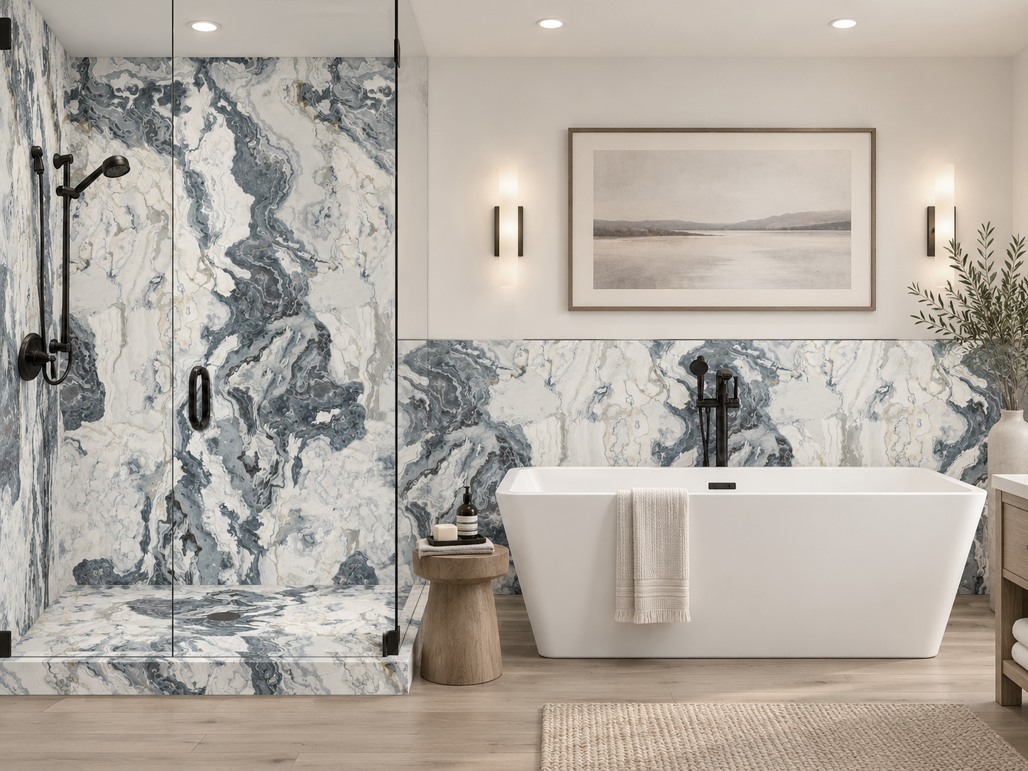 Robin 2 wall shower and wainscot rendering
