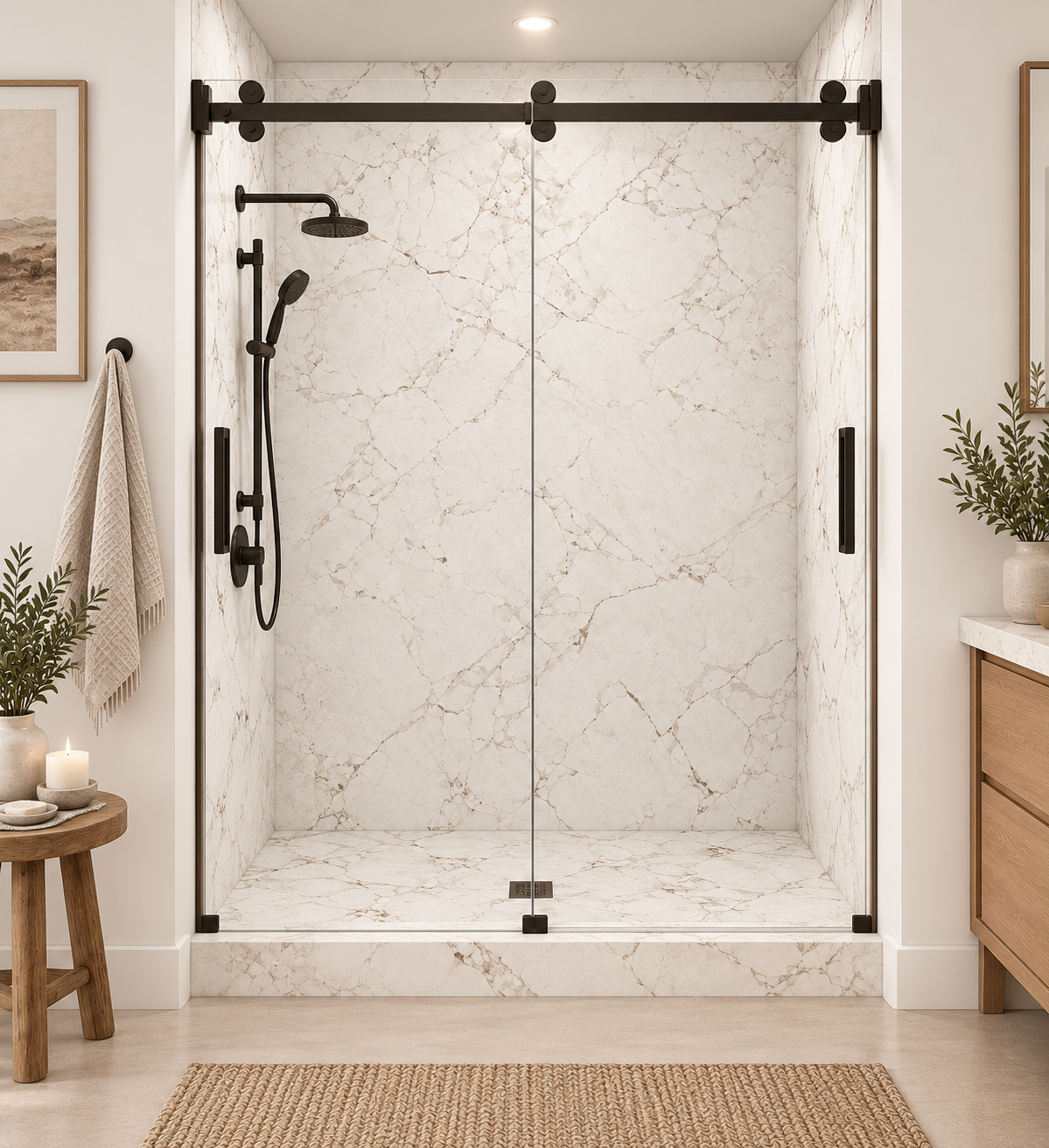 Crema White shower renderin