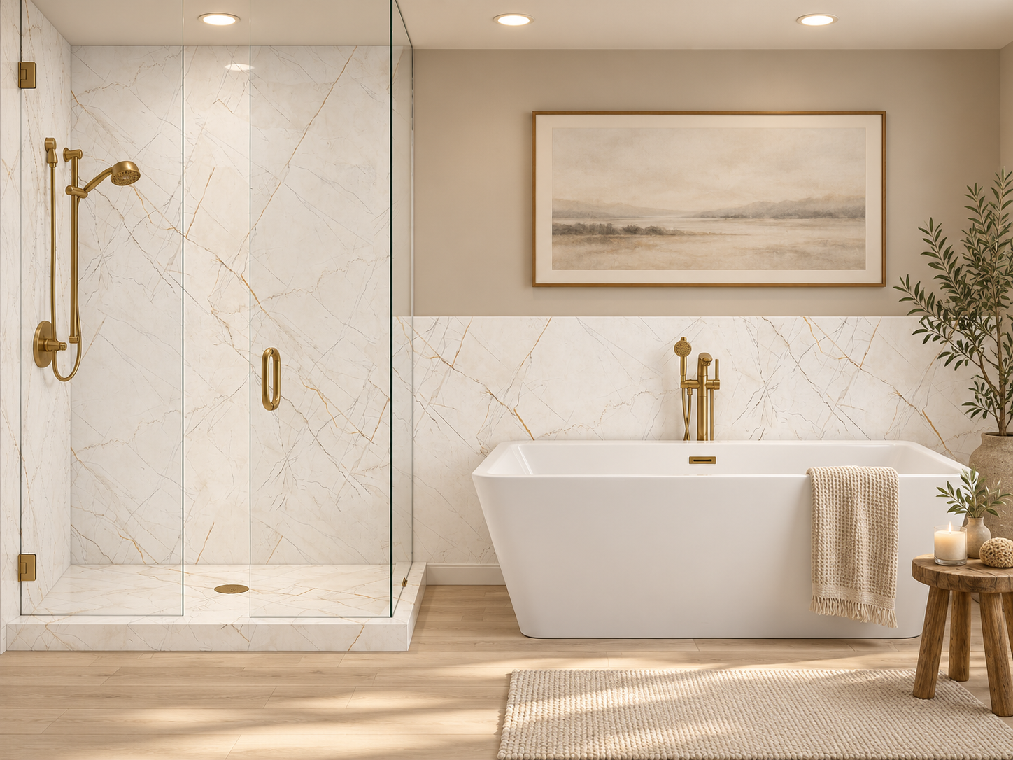 Manchester 2 wall Shower Surround with Wainscoting rendering