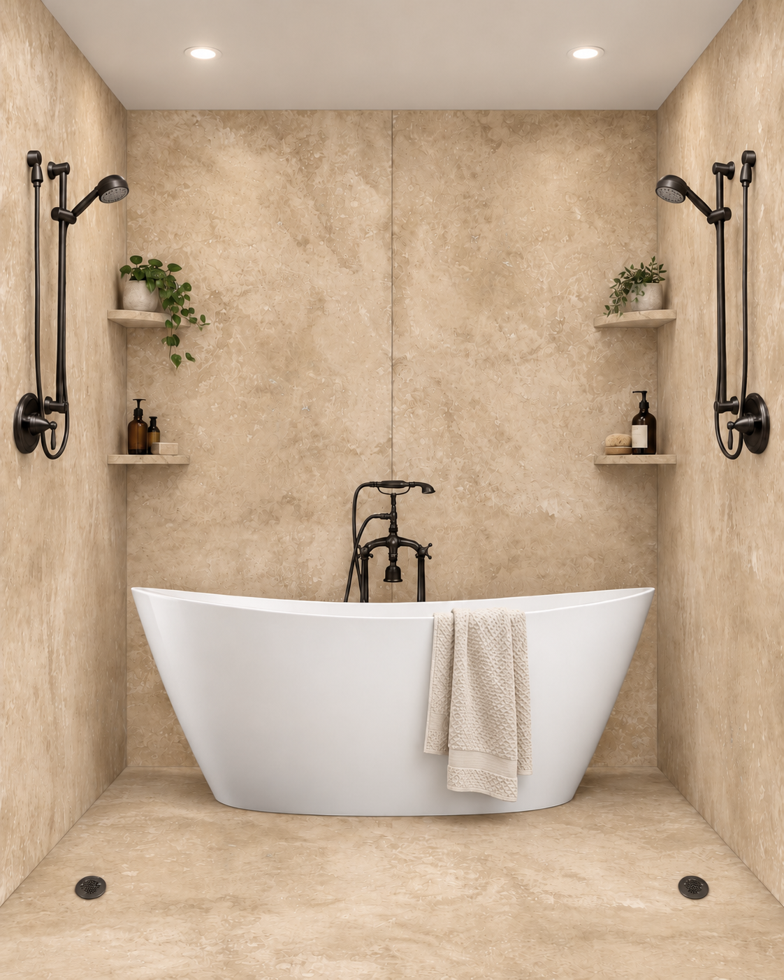 Leche tub and shower wet room rendering