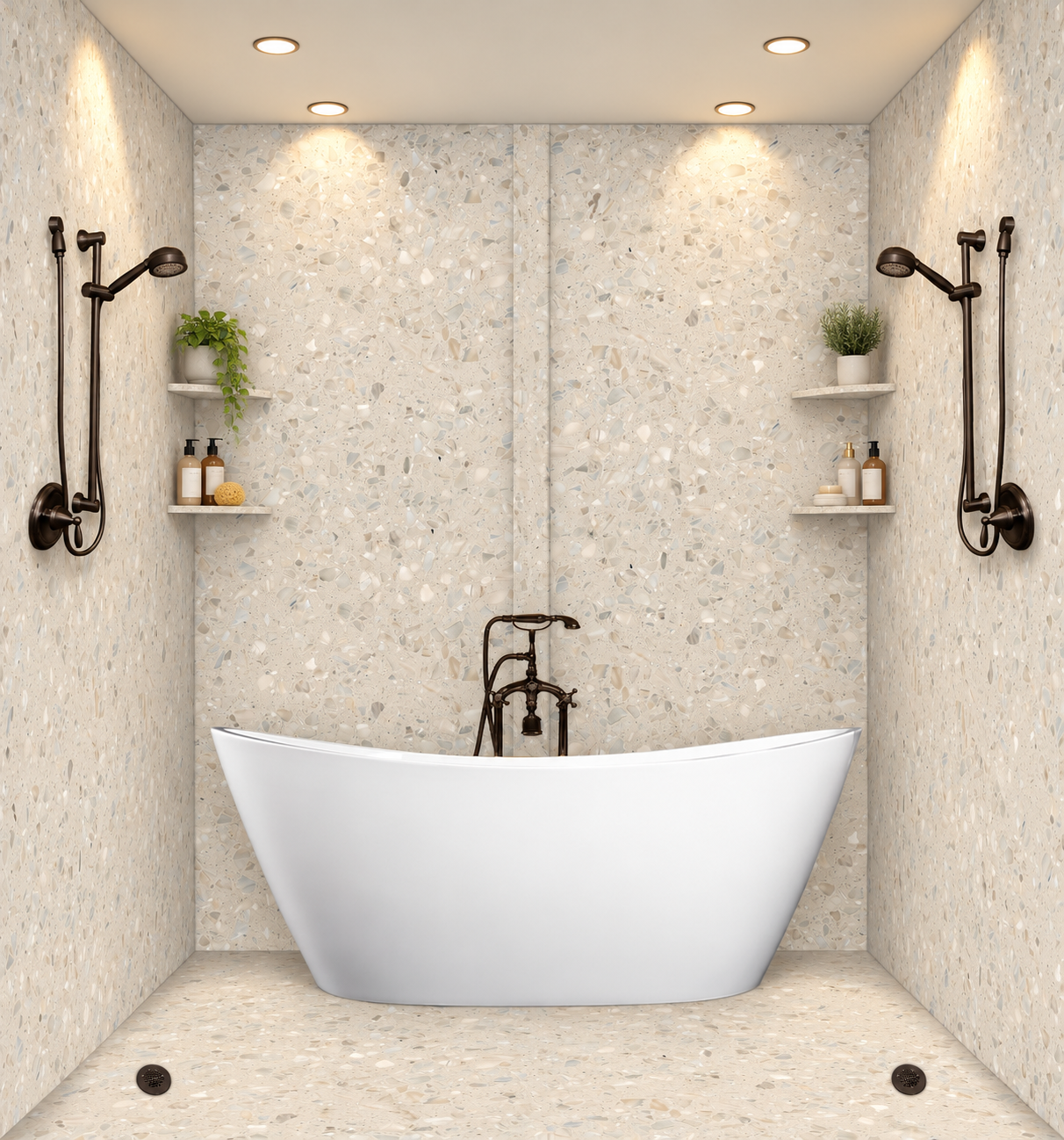 Pietra tub and shower wet room rendering
