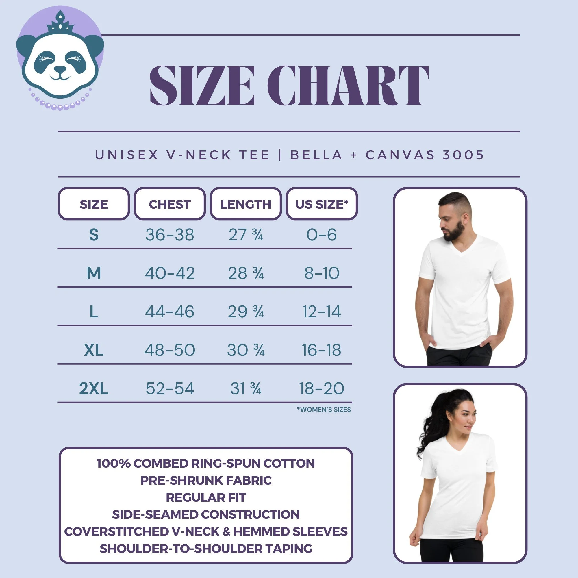 Unisex V-Neck Tee Bella + Canvas 3005 Size Chart.jpg