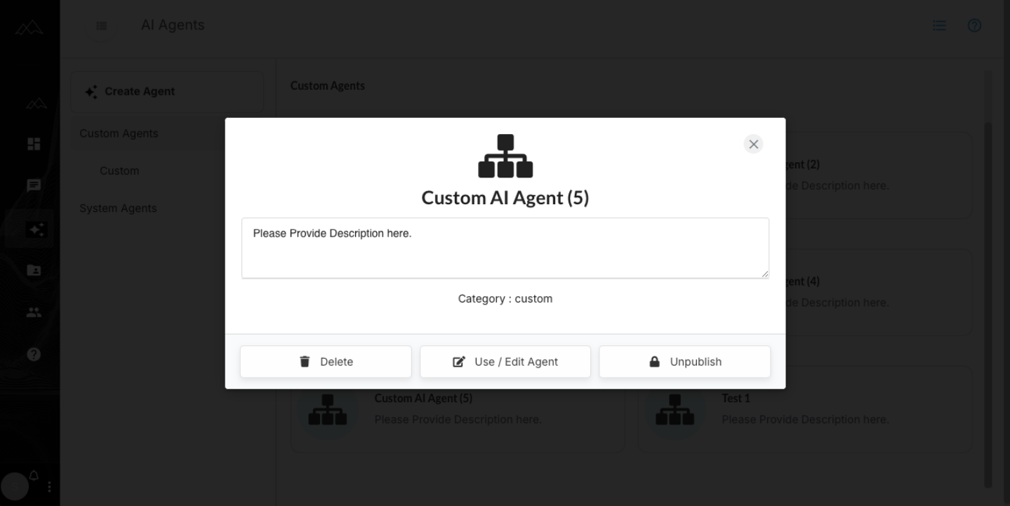 Use, Edit, Publish, or Delete the Agent