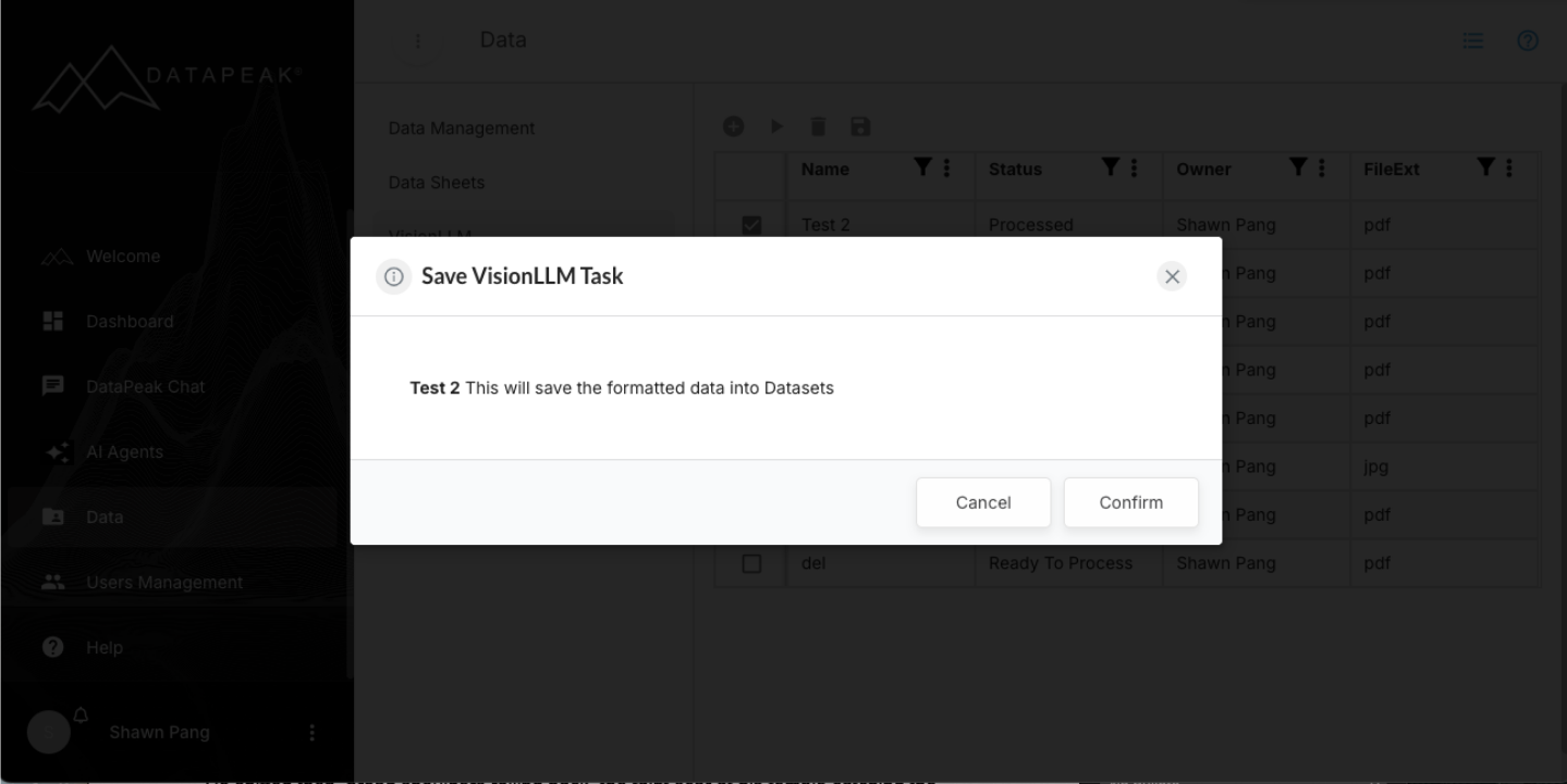 Save the Table as a Dataset