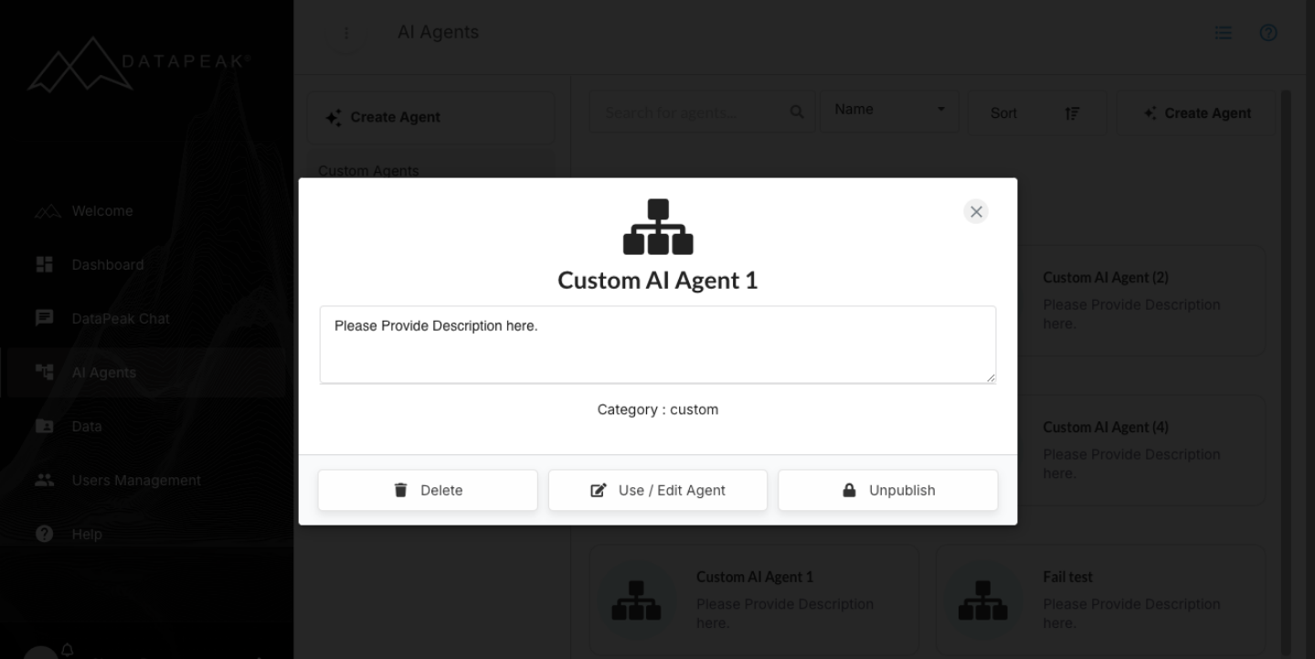 Using, Editing, or Publishing a Custom Agent