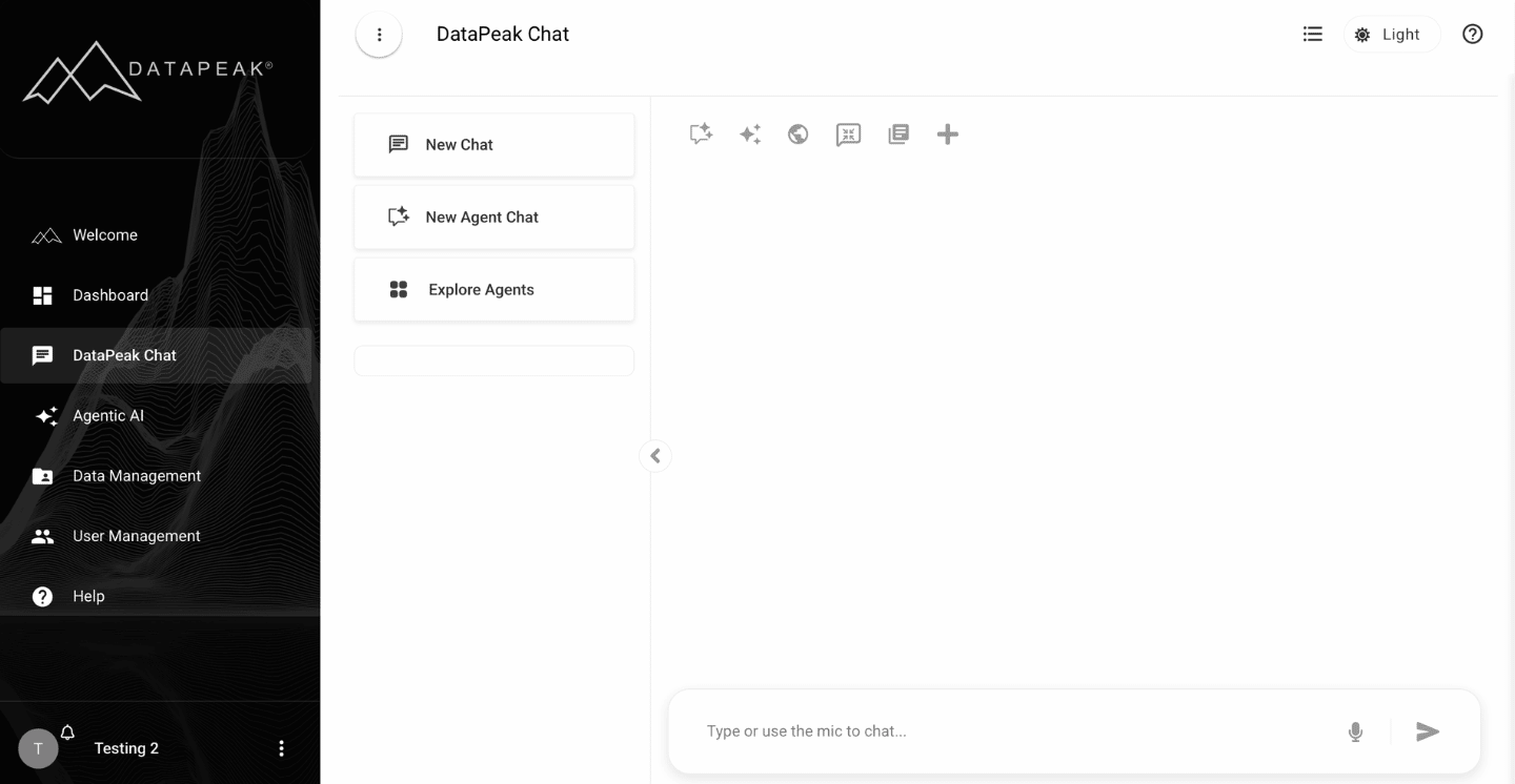 The DataPeak Chat Interface Overview