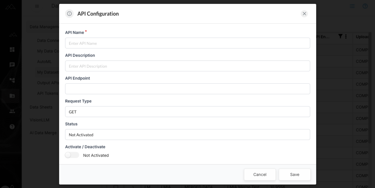 Output API Configuration