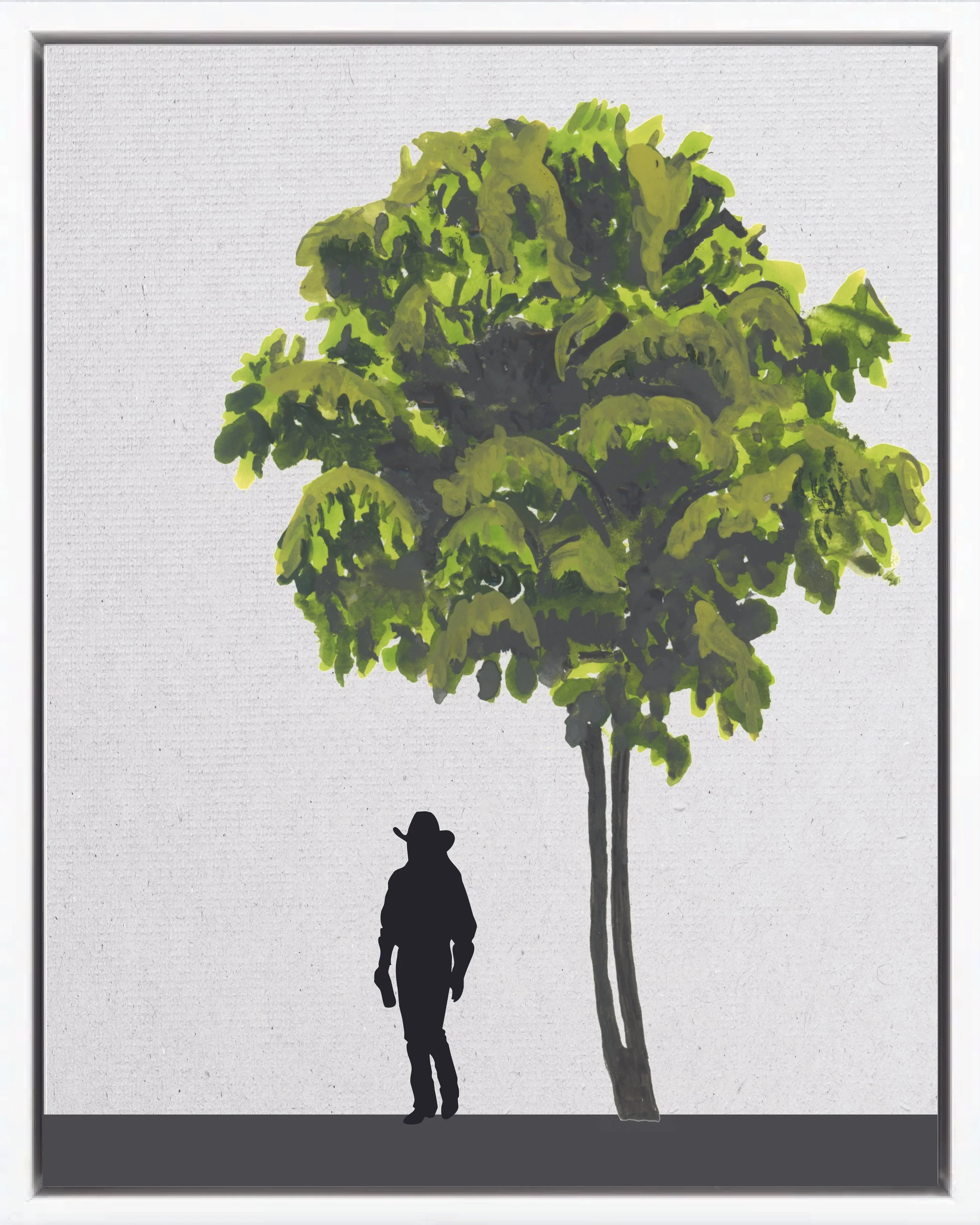 Illustration of Colpachí (Snowy croton; corpachí, copalchí, copalchín, canela blanca), Croton niveus, fast pioneer reforestation tree of the Isthmian-Atlantic slope, at mature height with figure for scale