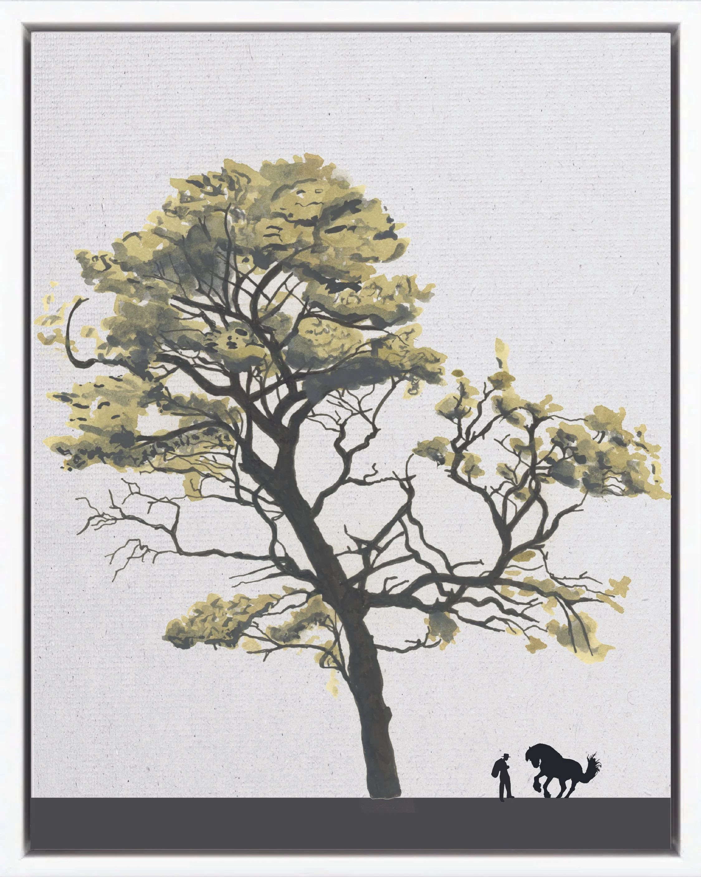 Illustration of Cortez negro (Pink ipê, lapacho rosado, ocobo), Handroanthus impetiginosus, late secondary reforestation tree of Costa Rica's Neotropical Isthmian-Atlantic slope, at mature height with figure for scale.