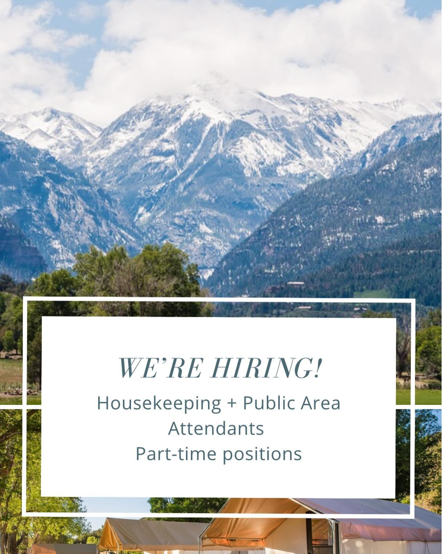 We&rsquo;re so fortunate to work and play in the mountains. If you&rsquo;re up for a little adventure, lots of fresh air and love a camping lifestyle please reach out for more information!