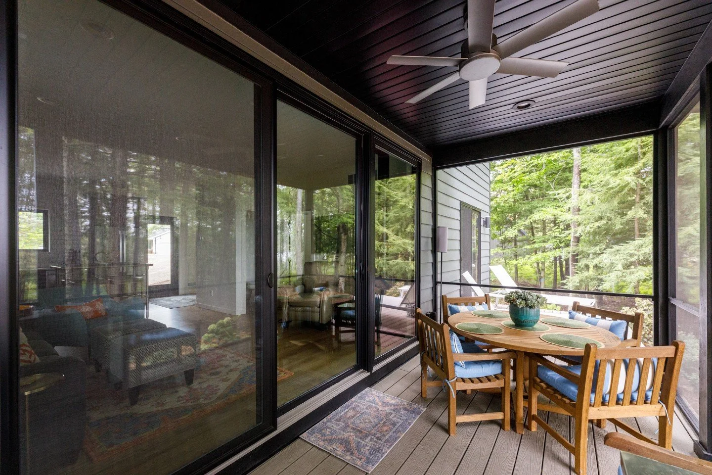 Outdoor living, screened in.
#beaghaus
#alwayscustom
#outdoorliving
#moderncabin
#screenedporch