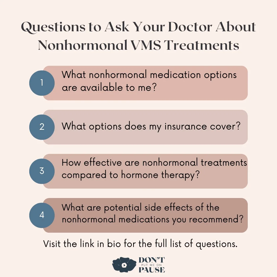 Interested in a non-hormonal treatment for vasomotor (VMS) symptoms, like hot flashes? This article by @dietitianjohna explores non-hormonal options, how they work, and advice for talking to you doctor about this therapy. Visit the link in bio for mo