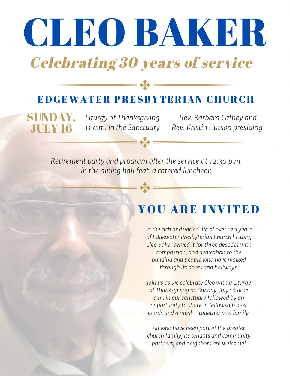 Cleo Baker to be honored in service of thanksgiving — Edgewater