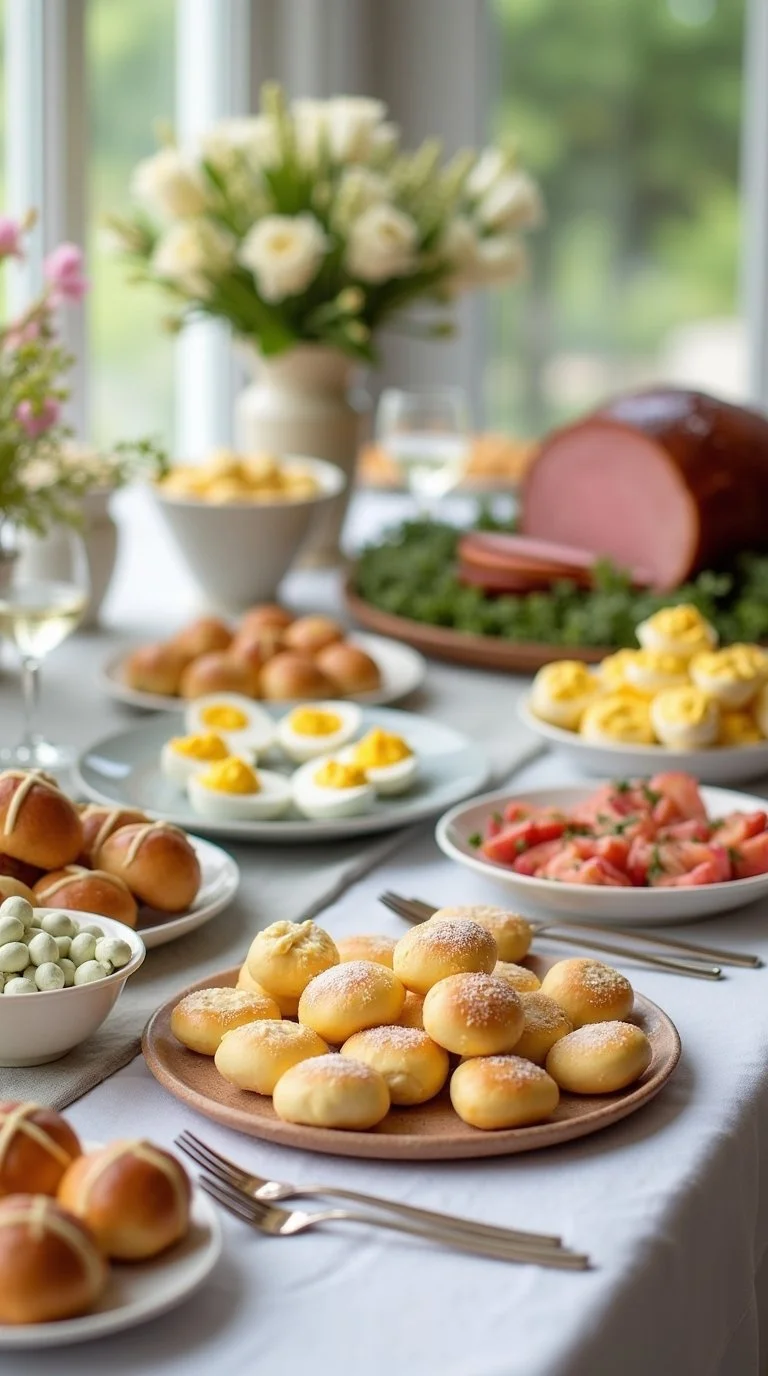festive Easter brunch baby shower table