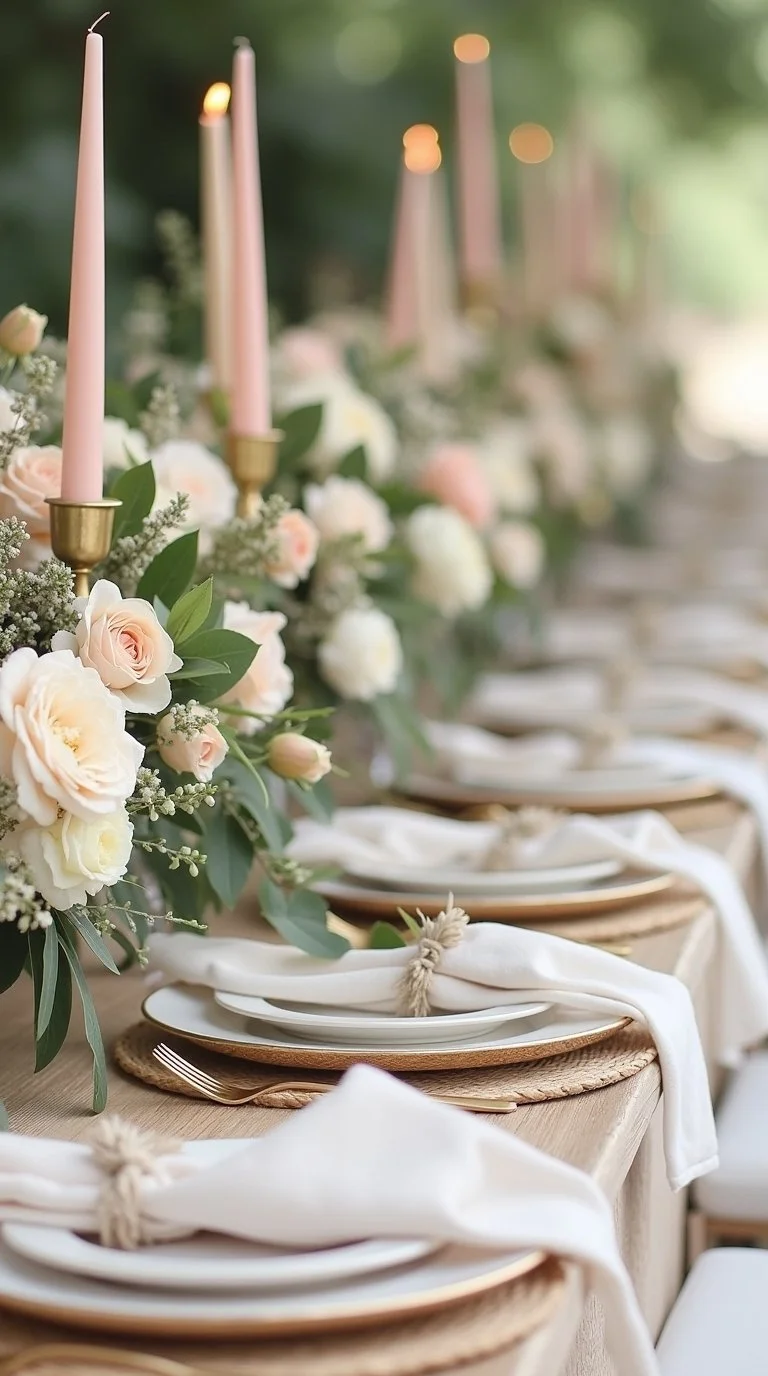 romantic spring bridal tablescape mood board
