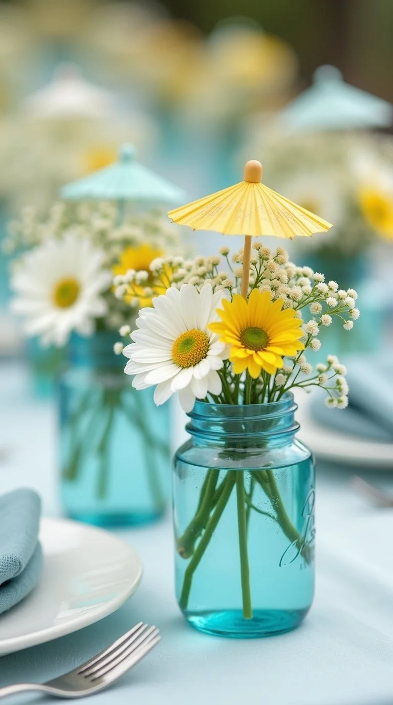 Spring Rain baby shower table setup