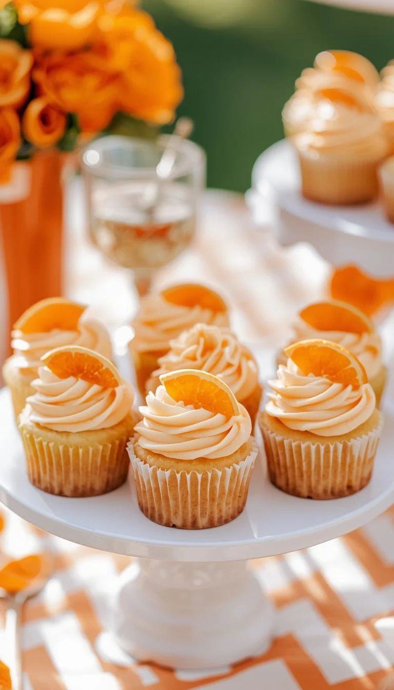 Little Cutie Orange-themed baby shower dessert table