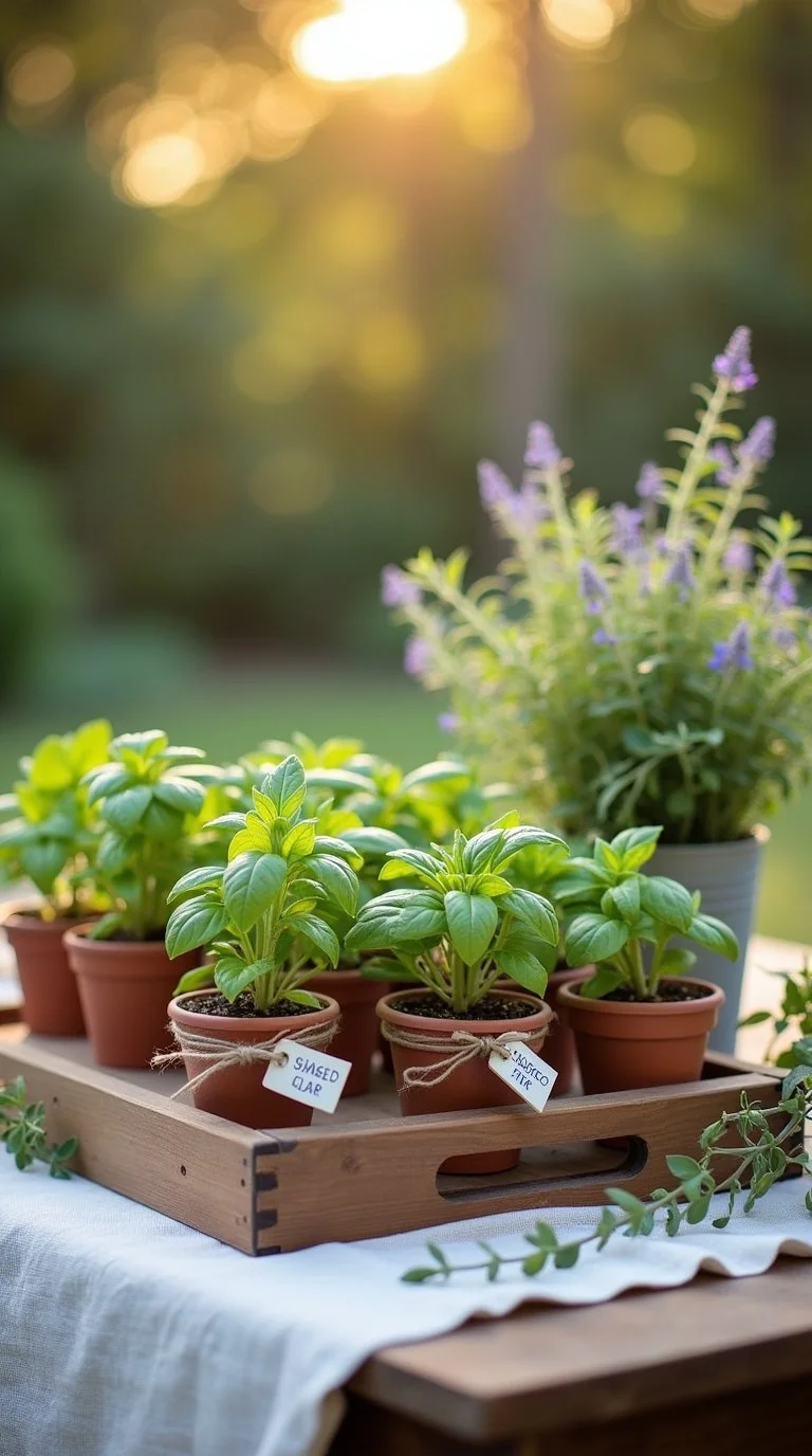 beautifully styled backyard summer baby shower favor table