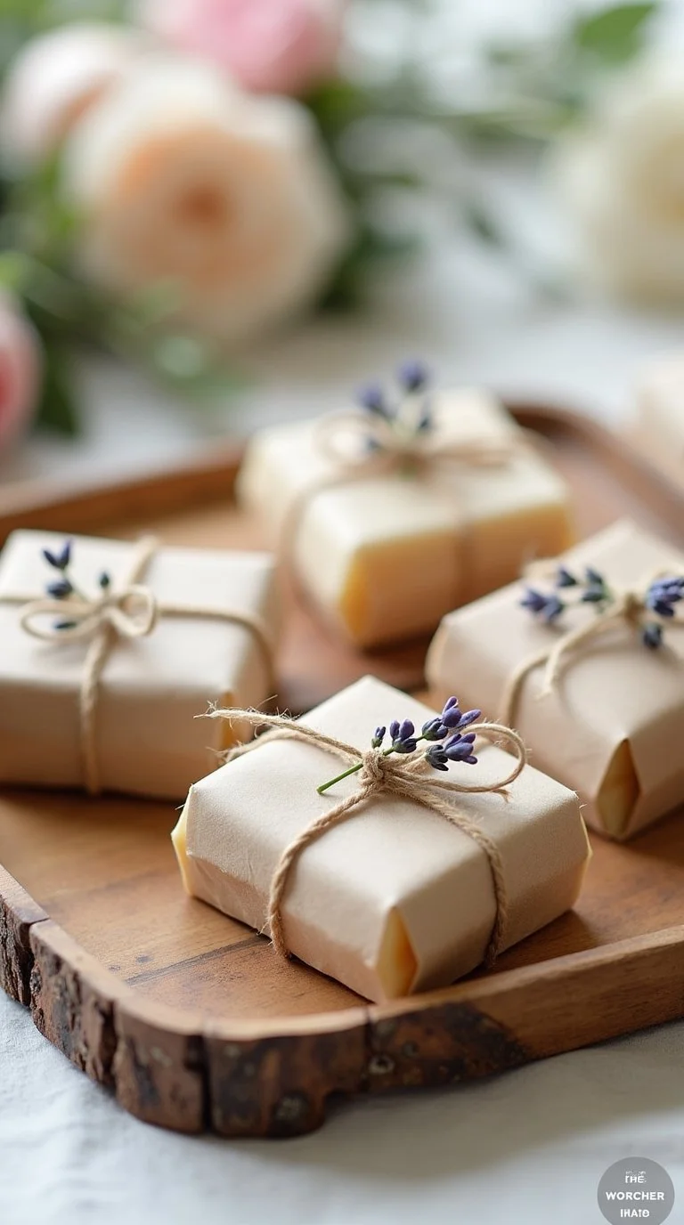 wildflower-themed baby shower favors featuring handmade botanical soap