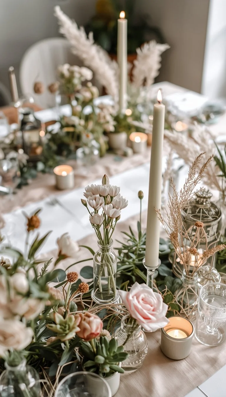 A “Ready to Bloom” baby shower table setup