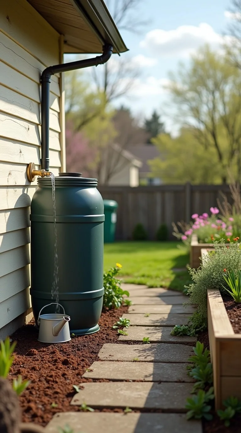 backyard spring refresh rain barrel installing