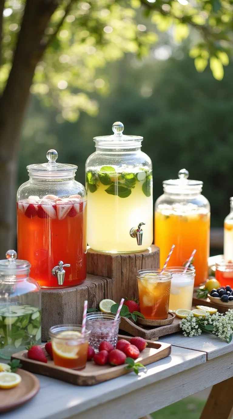 backyard summer baby shower drink station