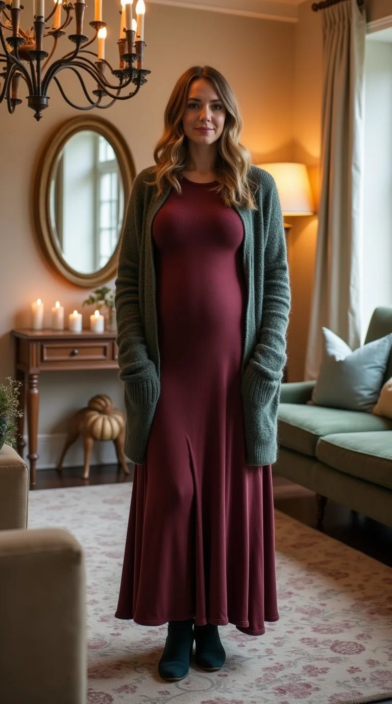 mom-to-be at a fall or winter bunny-themed baby shower