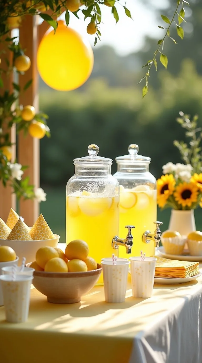 summer baby shower setup with a Lemon & Sunshine theme.jpg