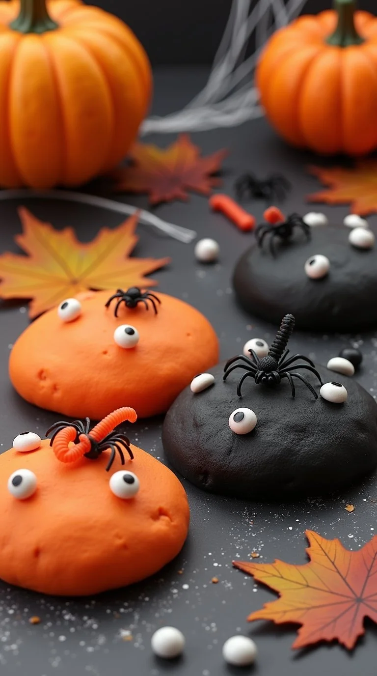 A fun, spooky Halloween-themed playdough setup for kids