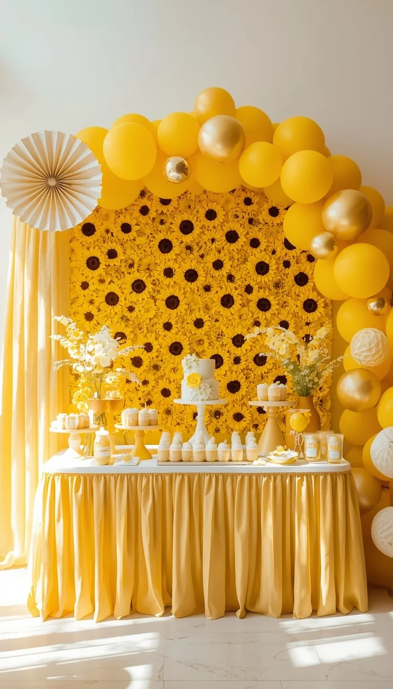 A “Little Ray of Sunshine” baby shower dessert table