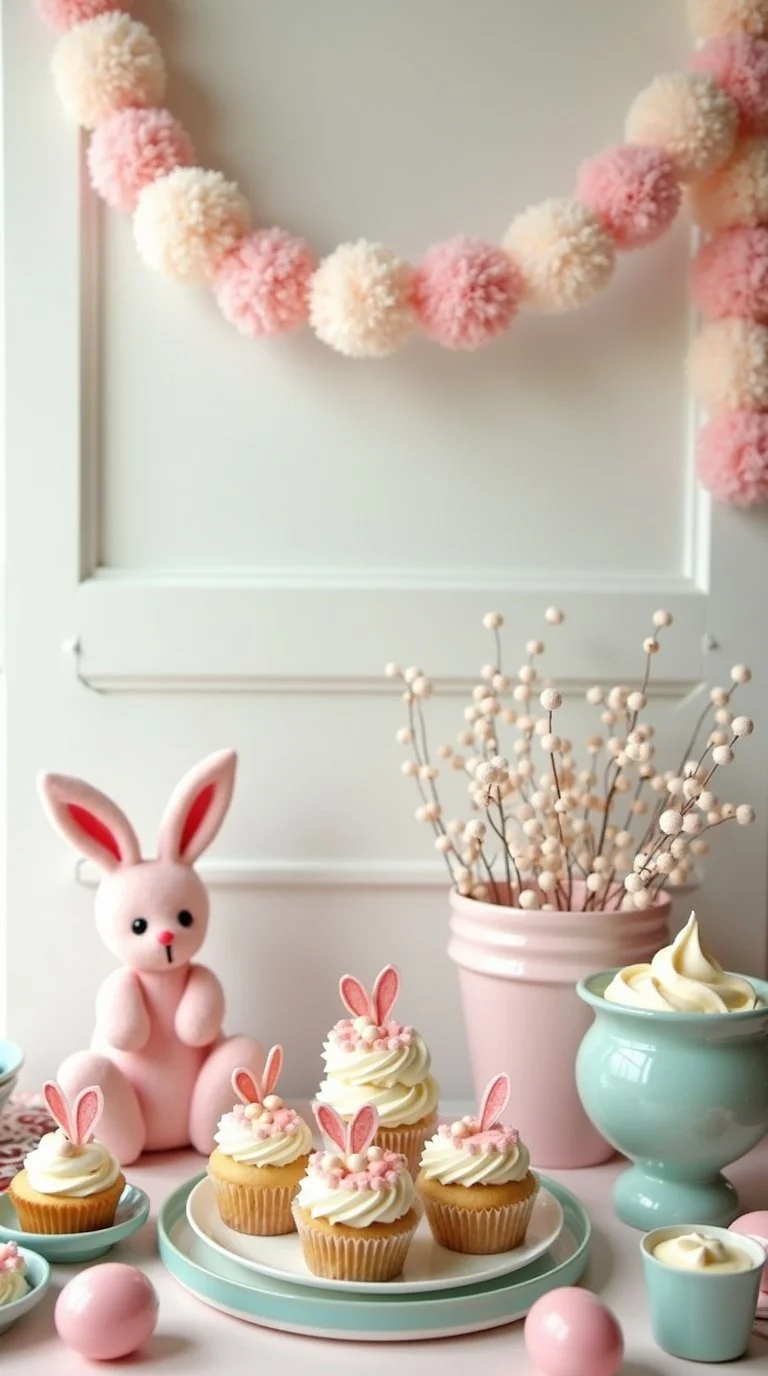 Spring bunny-themed baby shower decorations
