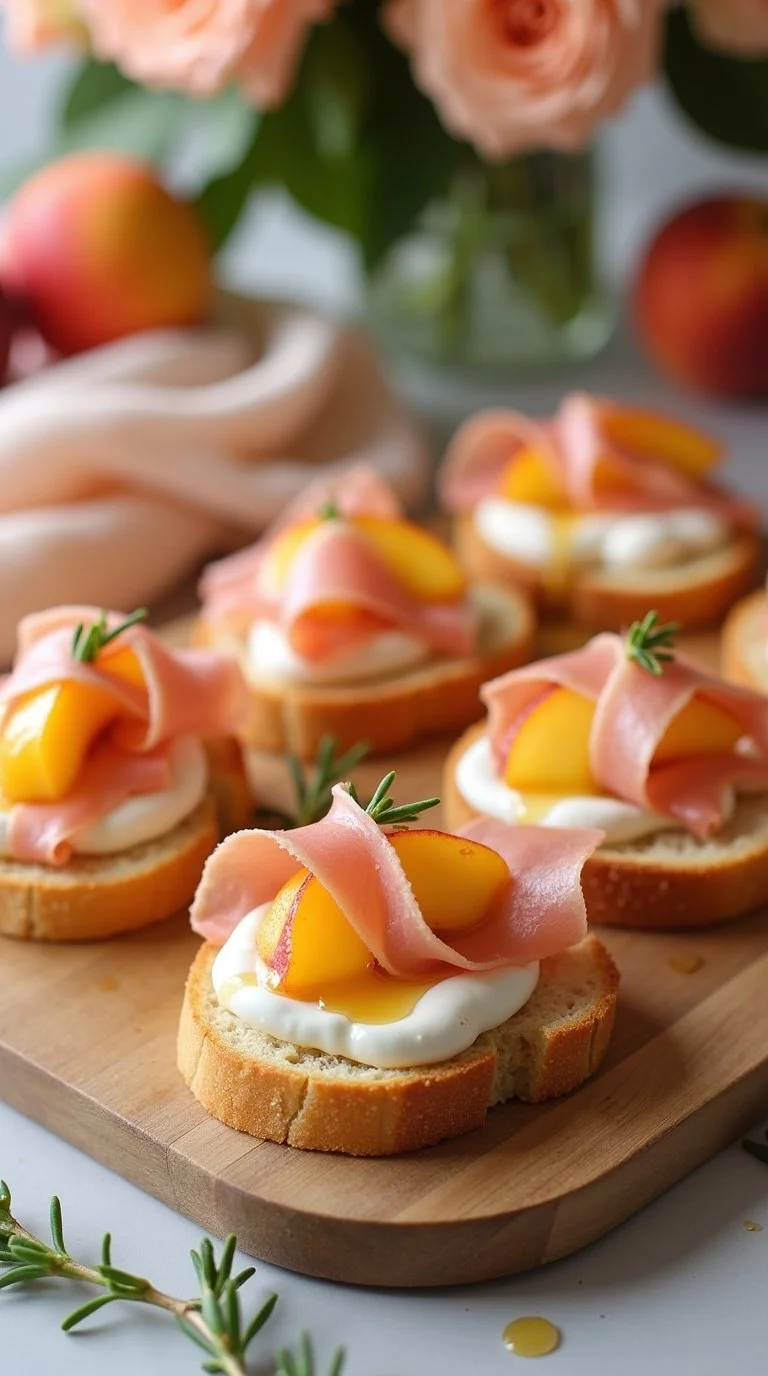 Elegant 'Sweet as a Peach' baby shower food display