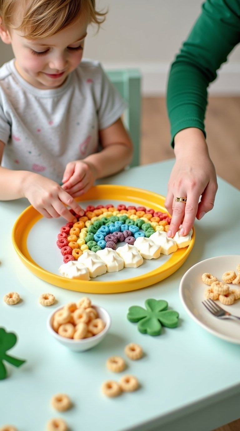 St. Patrick’s Day–themed edible craft activity for toddlers