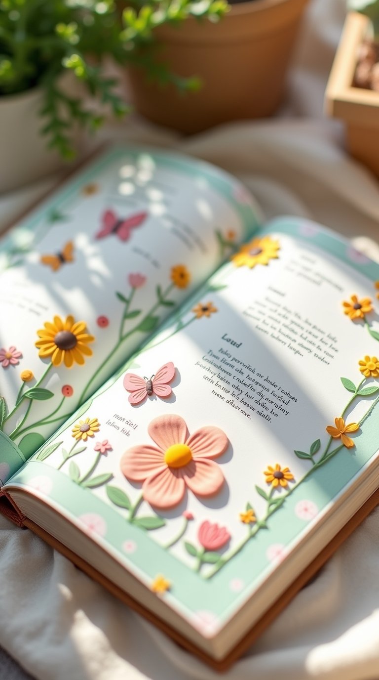 spring-themed baby memory book scene for new moms.jpg