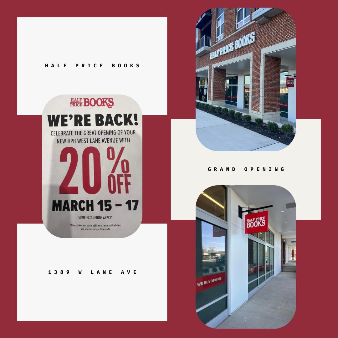 Half Price Books is officially OPEN! Stop by the office to get a 20% coupon (while supplies last). You will see the staff members in this store very often, we cannot wait! 

 #laneloftsapartments #laneloftsua #ualiving #upperarlington #luxuryliving #