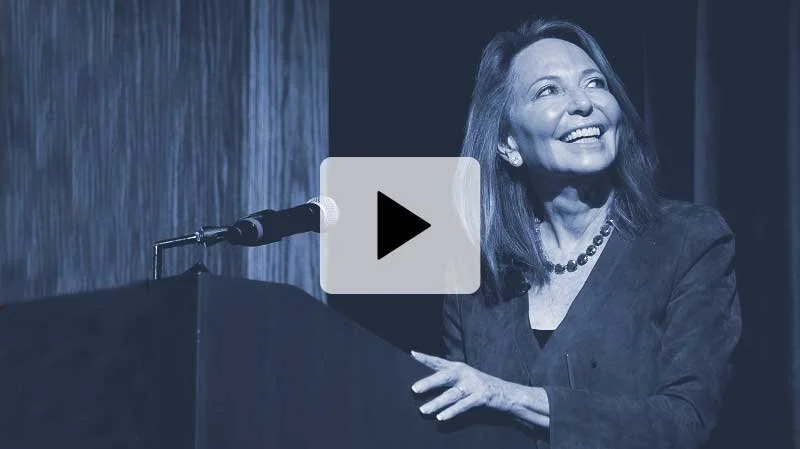 A freeze frame of Dr. Pamela Cantor delivering a keynote speech.