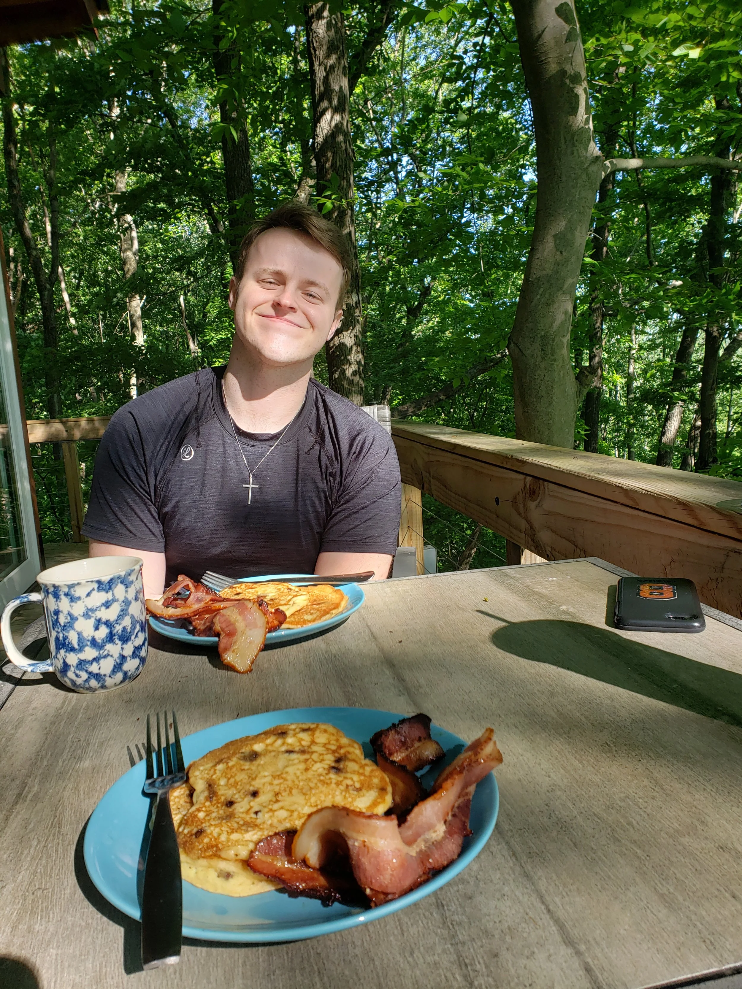 Husband on Hocking Hills porch