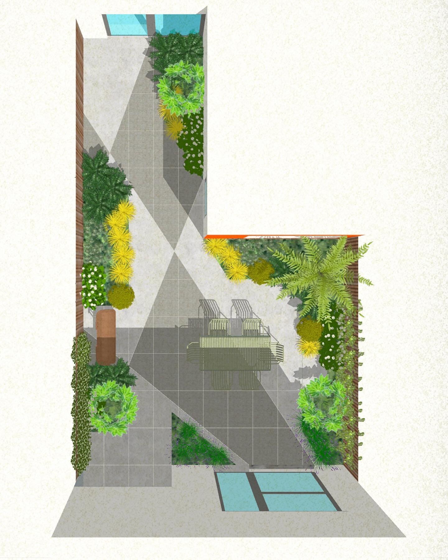 Exciting geometric concept for a client on Bristol&rsquo;s colourful Harbourside. The two tone concrete slabs and pops of colour will make for an interesting contrast with the aim of bringing some influence of the clients interior decor into the gard