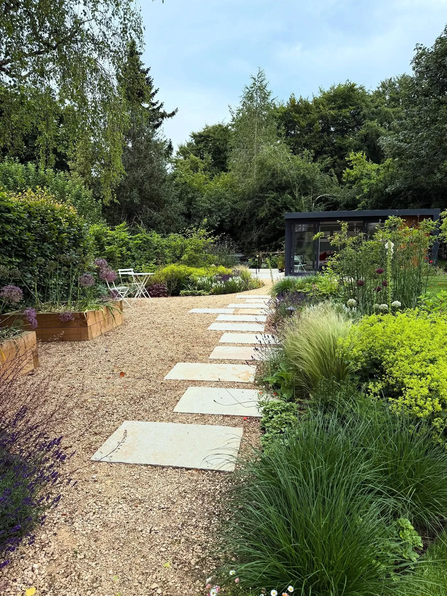 Recently visited this garden just outside Bath that was completed back in January. The aim was to tie in the existing garden with some land purchased beyond the hedgerow, tripling the size of the plot. The idea was simple, create a journey from the h